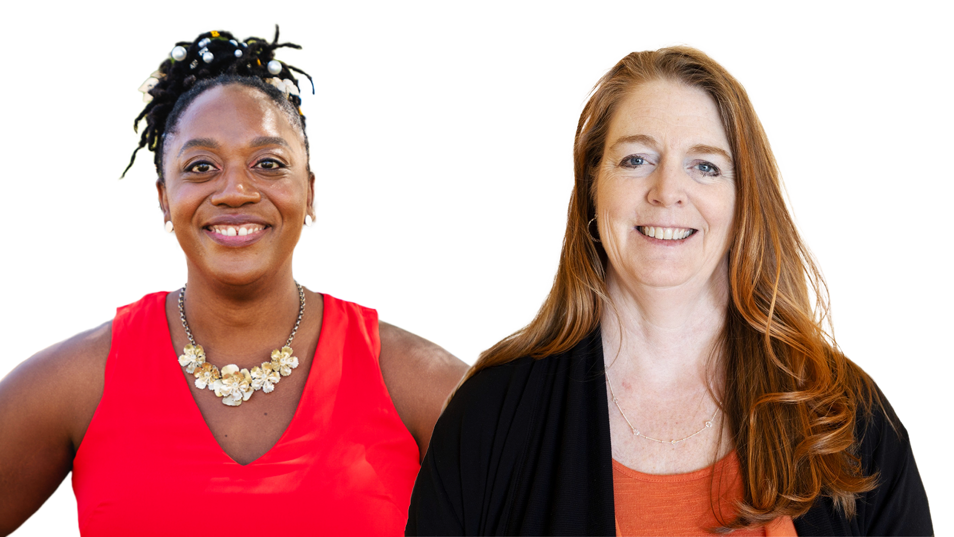 Tiffany Yizar kırmızı üstlü siyahi olan kadındır. Dr. Sam Samaras, uzun kızıl saçları olan beyaz kadındır. Her ikisi de gülümsüyor ve kameraya bakıyor.